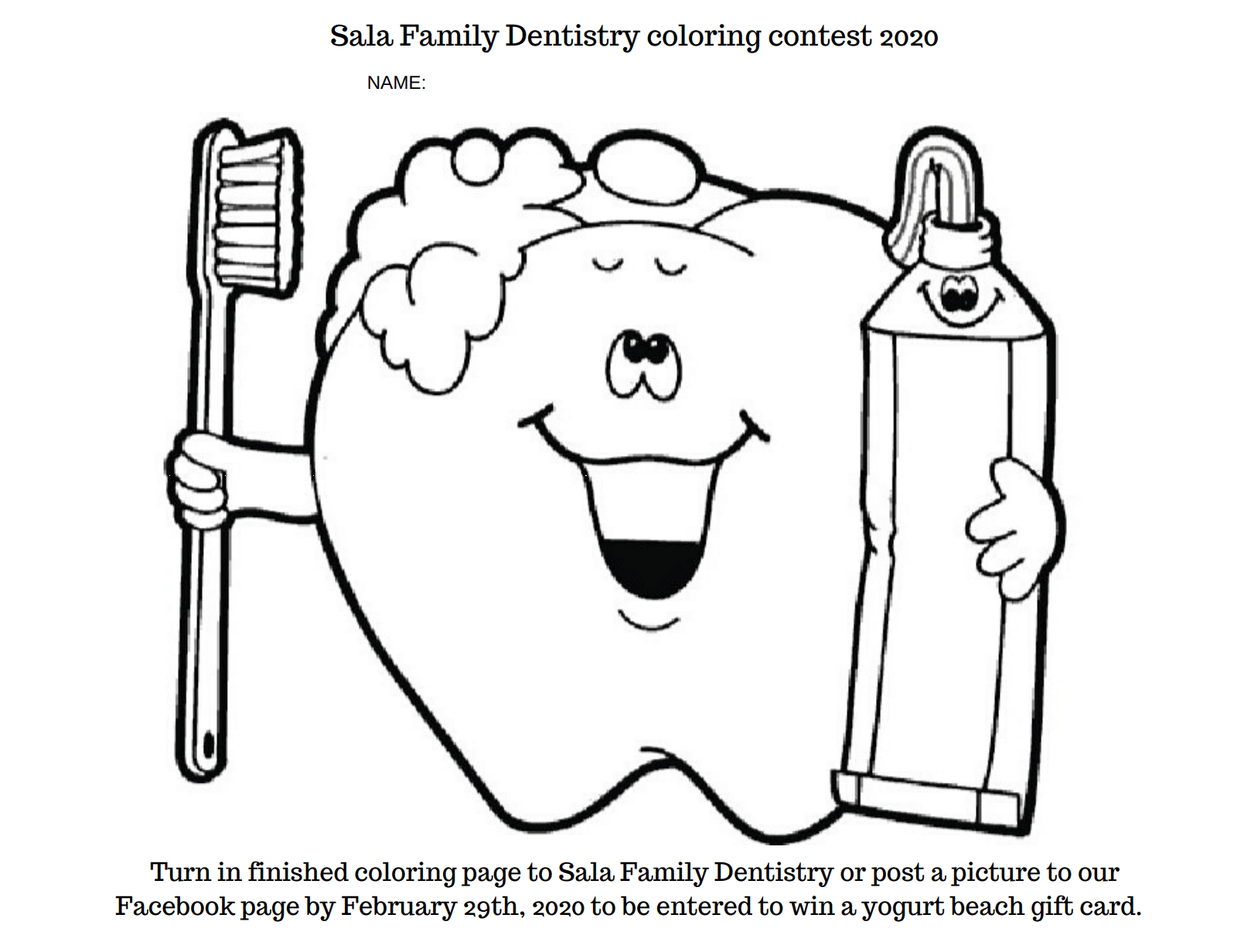 Dental Health Awareness Month Coloring Contest Sala Family Dentistry